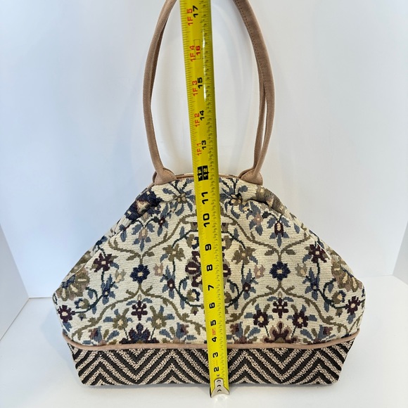 Atenti Betty Origins Doctor Bag Purse Neutral Colors Damask Tapestry Embroidery - Picture 4 of 13